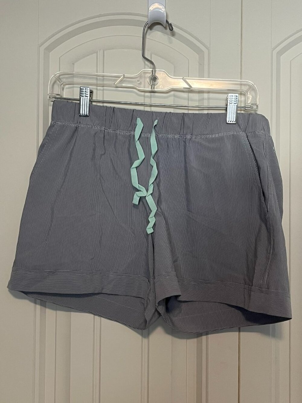 Denver Hayes Grey Striped Lounge Shorts Mint Drawstring Medium